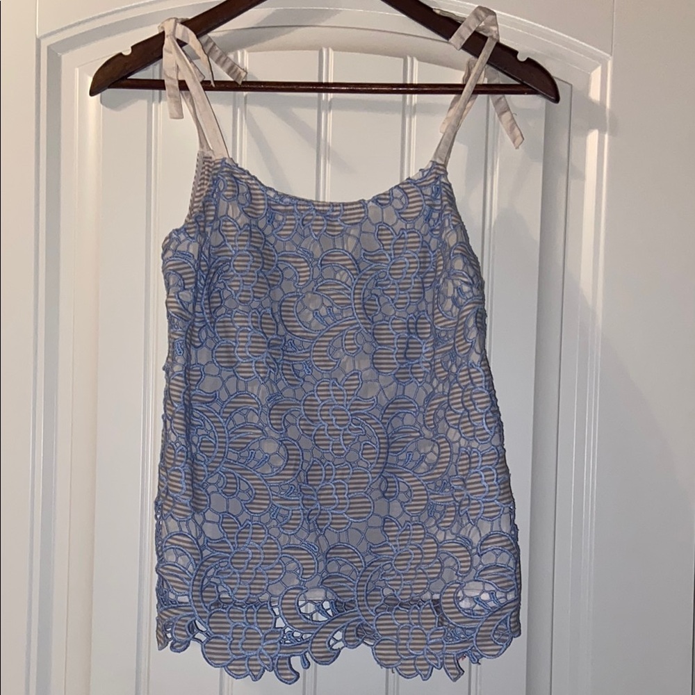 CeCe Blue Lace Relaxed Camisole Top
